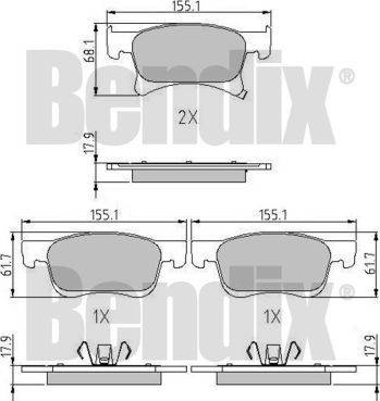 BENDIX 511266 - Kit pastiglie freno, Freno a disco autozon.pro