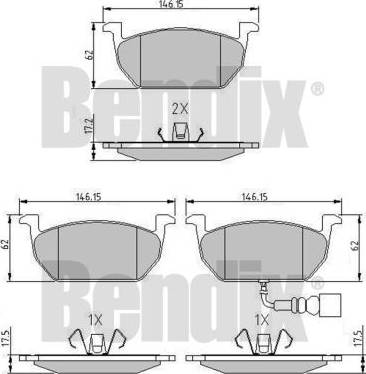 BENDIX 511201 - Kit pastiglie freno, Freno a disco autozon.pro