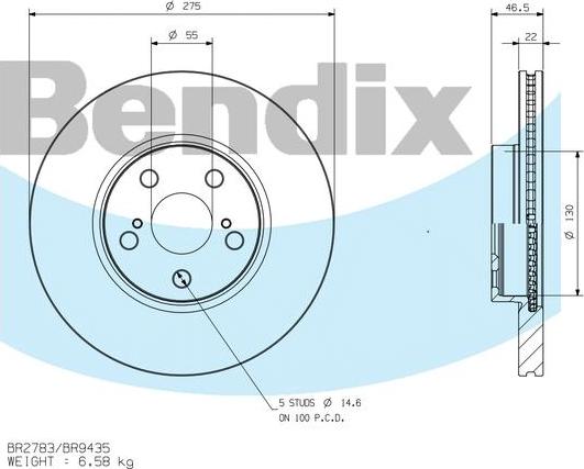 BENDIX BR9435 - Discofreno autozon.pro