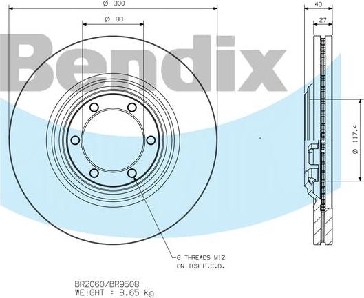 BENDIX BR9508 - Discofreno autozon.pro