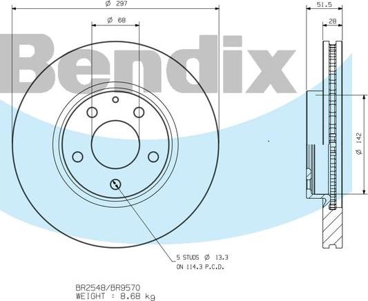 BENDIX BR9570 - Discofreno autozon.pro