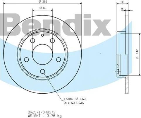 BENDIX BR9573 - Discofreno autozon.pro