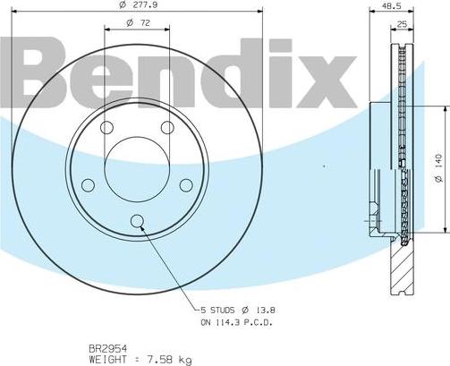 BENDIX BR2954 - Discofreno autozon.pro