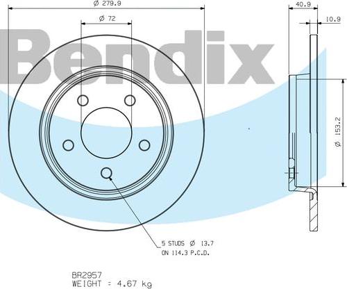 BENDIX BR2957 - Discofreno autozon.pro