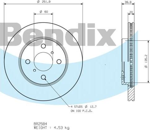 BENDIX BR2584 - Discofreno autozon.pro