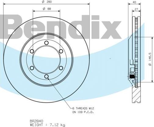 BENDIX BR2840 - Discofreno autozon.pro