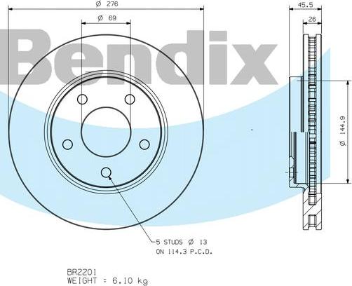 BENDIX BR2201 - Discofreno autozon.pro