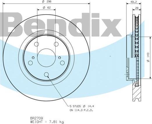 BENDIX BR2709 - Discofreno autozon.pro