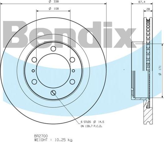 BENDIX BR2700 - Discofreno autozon.pro