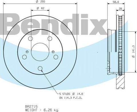 BENDIX BR2715 - Discofreno autozon.pro