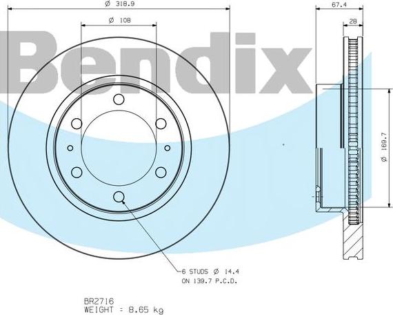 BENDIX BR2716 - Discofreno autozon.pro