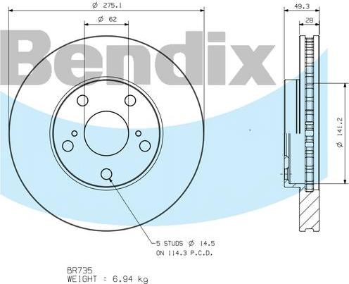 BENDIX BR735 - Discofreno autozon.pro