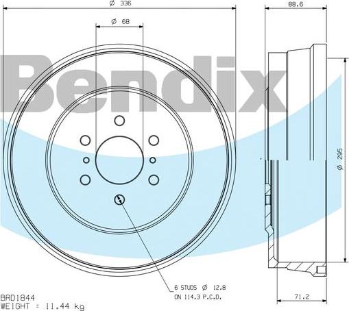 BENDIX BRD1844 - Tamburo freno autozon.pro