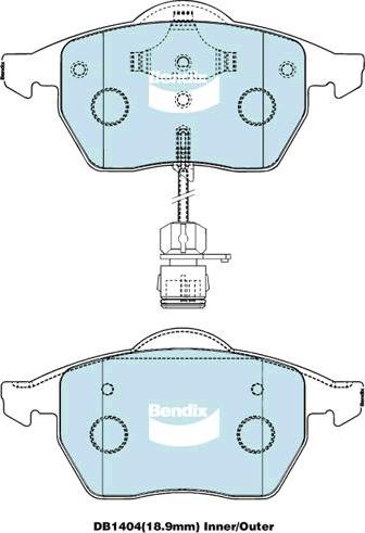 BENDIX DB1404 MKT - Kit pastiglie freno, Freno a disco autozon.pro