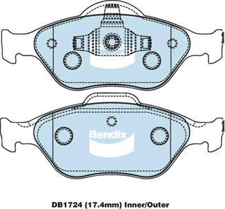 BENDIX DB1724 GCT - Kit pastiglie freno, Freno a disco autozon.pro