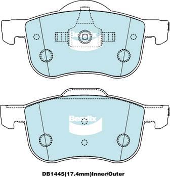 Bendix-AU DB1445 EURO+ - Kit pastiglie freno, Freno a disco autozon.pro