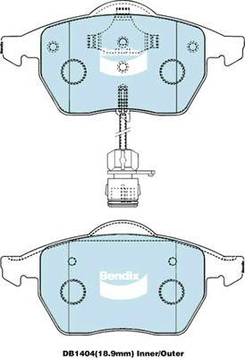 Bendix-AU DB1404 EURO+ - Kit pastiglie freno, Freno a disco autozon.pro