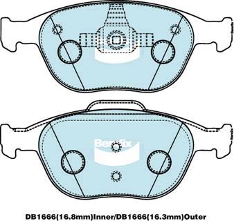 Bendix-AU DB1666 GCT - Kit pastiglie freno, Freno a disco autozon.pro