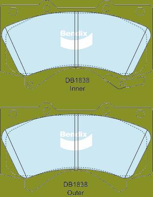 Bendix-AU DB1838 -4WD - Kit pastiglie freno, Freno a disco autozon.pro