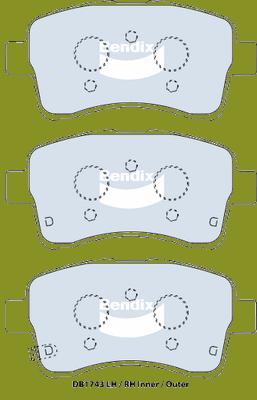 Bendix-AU DB1743 GCT - Kit pastiglie freno, Freno a disco autozon.pro