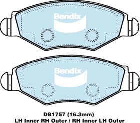 Bendix-AU DB1757 GCT - Kit pastiglie freno, Freno a disco autozon.pro