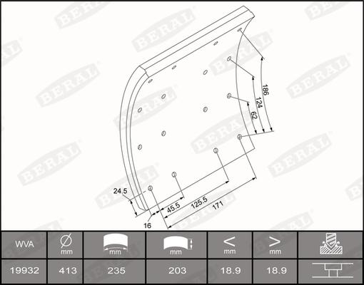 Beral 1993219000016374 - Kit materiale d'attrito, Freno a tamburo autozon.pro