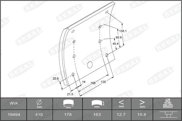 Beral 1949417000015498 - Kit materiale d'attrito, Freno a tamburo autozon.pro