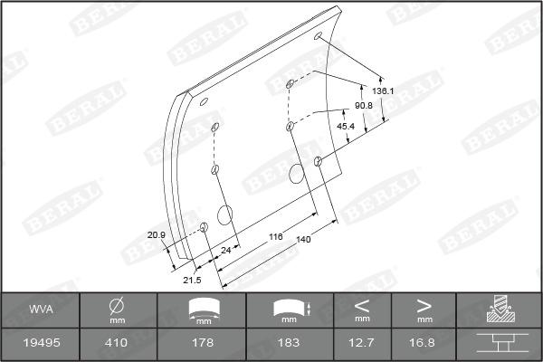 Beral 1949517000015618 - Kit materiale d'attrito, Freno a tamburo autozon.pro