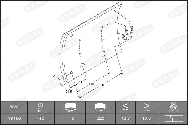 Beral 1949617000015498 - Kit materiale d'attrito, Freno a tamburo autozon.pro