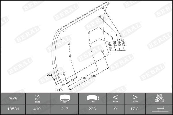 Beral 1958117000016166 - Kit materiale d'attrito, Freno a tamburo autozon.pro