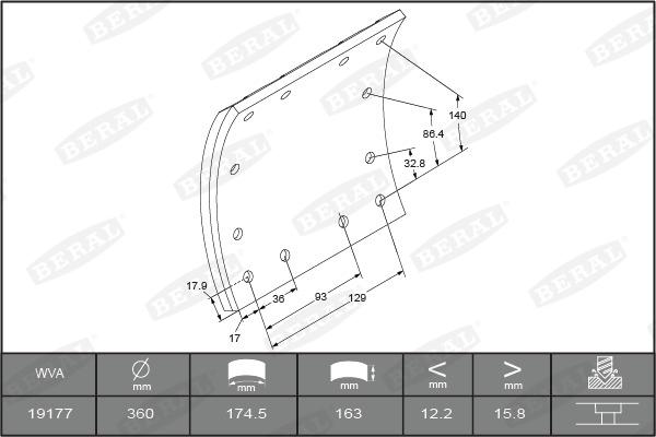 Beral 1917716006016498 - Kit materiale d'attrito, Freno a tamburo autozon.pro