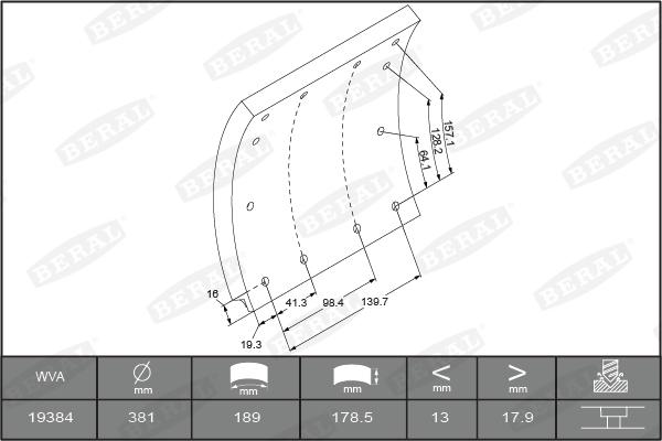 Beral 1938419150015605 - Kit materiale d'attrito, Freno a tamburo autozon.pro