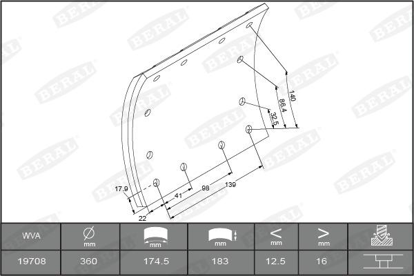 Beral 1970816250016495 - Kit materiale d'attrito, Freno a tamburo autozon.pro