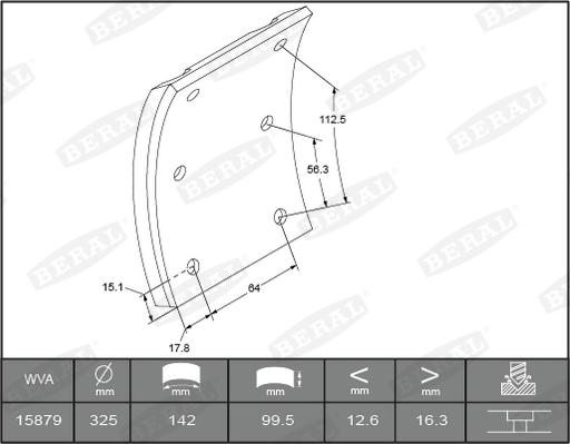 Beral 1587917506016498 - Kit materiale d'attrito, Freno a tamburo autozon.pro