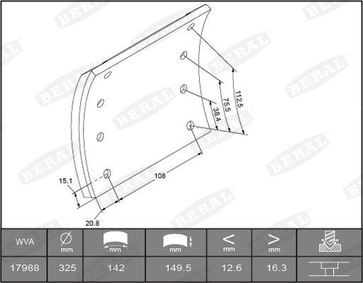 Beral 1798817206016498 - Kit materiale d'attrito, Freno a tamburo autozon.pro