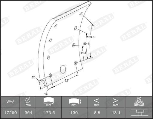 Beral 1729016200015616 - Kit materiale d'attrito, Freno a tamburo autozon.pro