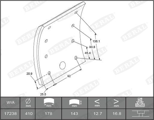 Beral 1723818300015618 - Kit materiale d'attrito, Freno a tamburo autozon.pro