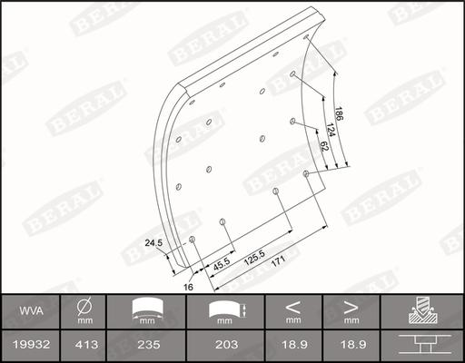 Beral KBL19932.1-1660 - Kit materiale d'attrito, Freno a tamburo autozon.pro