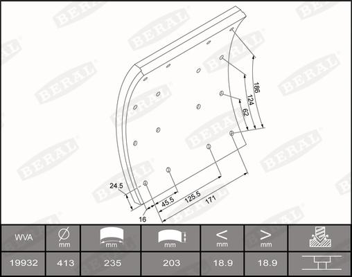 Beral KBL19932.0-1660 - Kit materiale d'attrito, Freno a tamburo autozon.pro