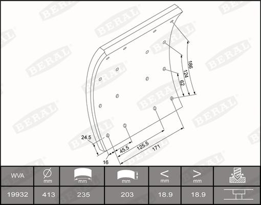 Beral KBL19932.0-1637 - Kit materiale d'attrito, Freno a tamburo autozon.pro