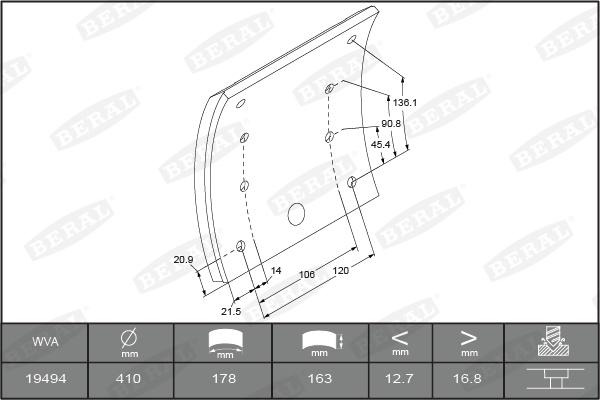 Beral KBL19494.9-1549 - Kit materiale d'attrito, Freno a tamburo autozon.pro