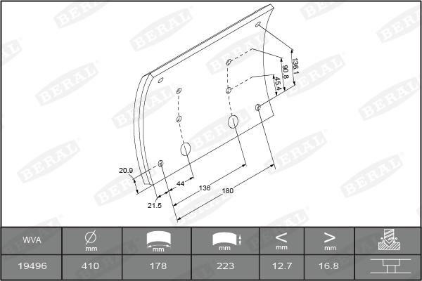 Beral KBL19496.0-1575 - Kit materiale d'attrito, Freno a tamburo autozon.pro