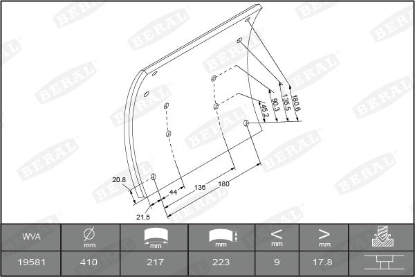 Beral KBL19581.0-1616 - Kit materiale d'attrito, Freno a tamburo autozon.pro