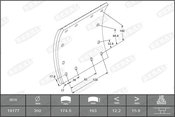 Beral KBL19177.0-1649 - Kit materiale d'attrito, Freno a tamburo autozon.pro