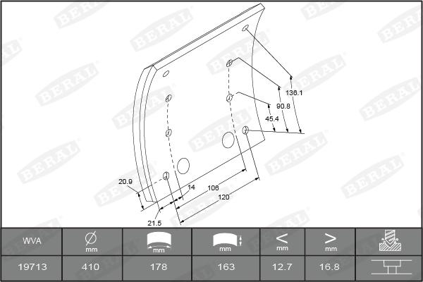 Beral KBL19713.1-1560 - Kit materiale d'attrito, Freno a tamburo autozon.pro