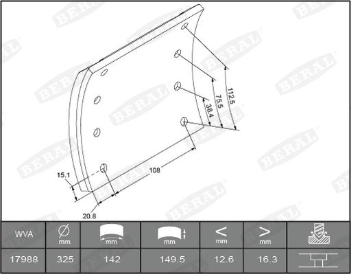 Beral KBL1798811649 - Kit materiale d'attrito, Freno a tamburo autozon.pro