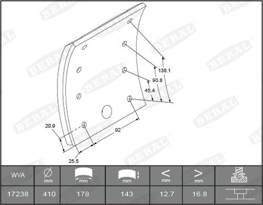 Beral KBL17238.2-1549 - Kit materiale d'attrito, Freno a tamburo autozon.pro