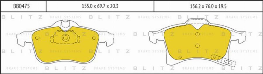 Blitz BB0475 - Kit pastiglie freno, Freno a disco autozon.pro