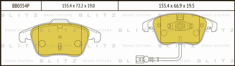 Blitz BB0354P - Kit pastiglie freno, Freno a disco autozon.pro