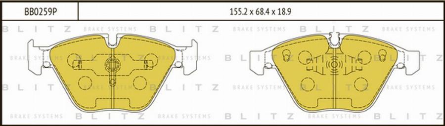 Blitz BB0259P - Kit pastiglie freno, Freno a disco autozon.pro